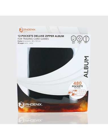 Phoenix Shield Album à zip 480 cartes similicuir Noir