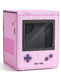Venssu Deck Box With Window Retro Gaming Console Pink avec fenêtre pour carte TCG