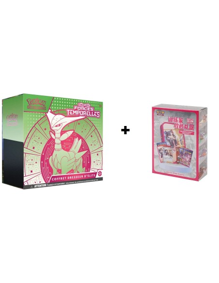 ETB Pokémon Forces Temporelles Vert-de-Fer avec Coffret Rosemary chinois simplifié et protection acrylique