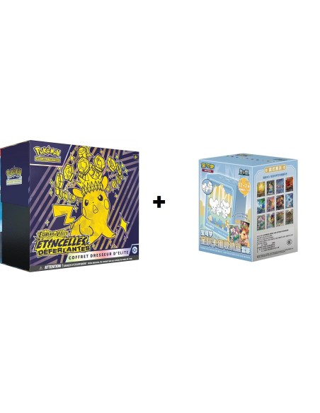 ETB Pokémon Étincelles Déferlantes avec Coffret Métal Illustration Rare chinois simplifié et protection acrylique