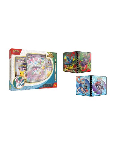 Coffret Nymphali-ex Pokémon 30ᵉ Anniversaire avec classeur A5 Aventures Ensemble ou Méga-Ectoplasma