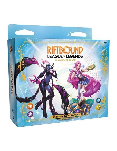 Riftbound Radiance Showdown Deck français Evelynn contre Seraphine avec deux decks et deux boosters