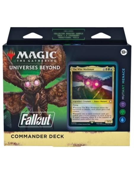Deck Commander Magic The Gathering Fallout Mutant Menace anglais avec The Wise Mothman et marqueurs radiation