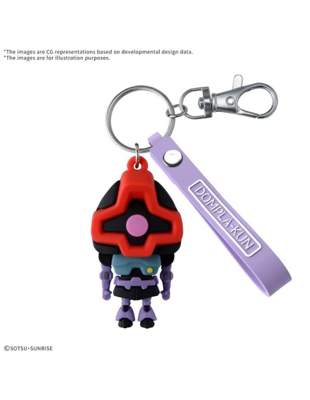 Porte-clés Gundam Dompla-Kun en caoutchouc 3D avec relief, accessoire de collection Mobile Suit Gundam